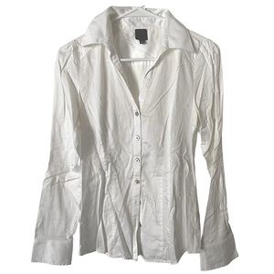 Saks Fifth Avenue White Cotton Button‎ Down Top Size 4